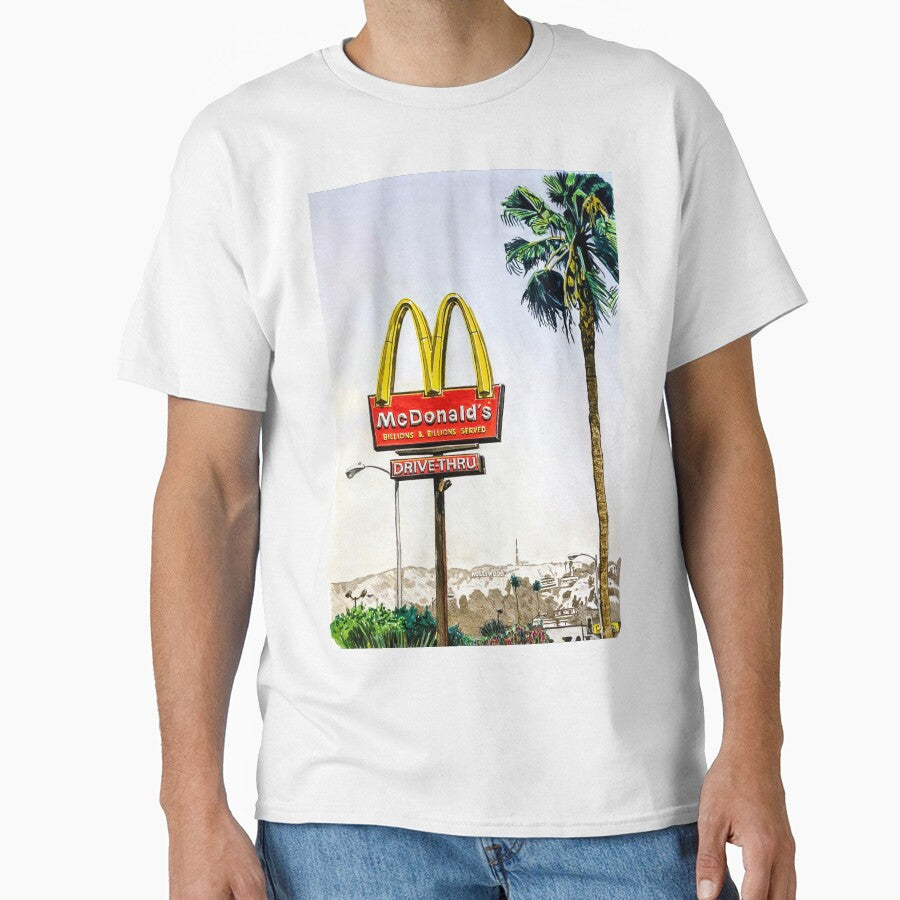 McDonald’s Sign on Hollywood Boulevard – Watercolor & Pencil Art by A Migo Design