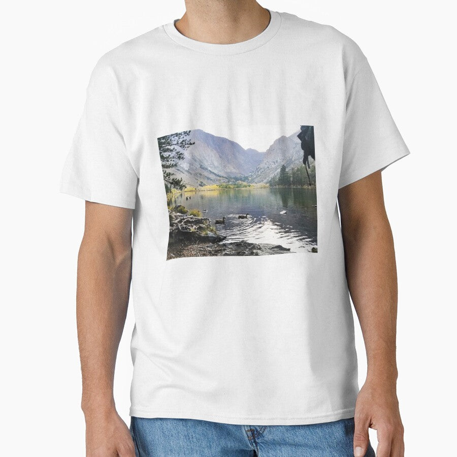 Mammoth Lake Scenery with Mountains and Ducks Floating in the Lake by Ilana Khoshsima