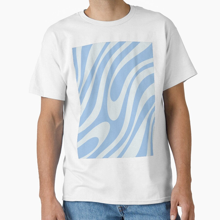 Wavy Loops Retro Abstract Pattern in Powder Blue Tones by kierkegaard
