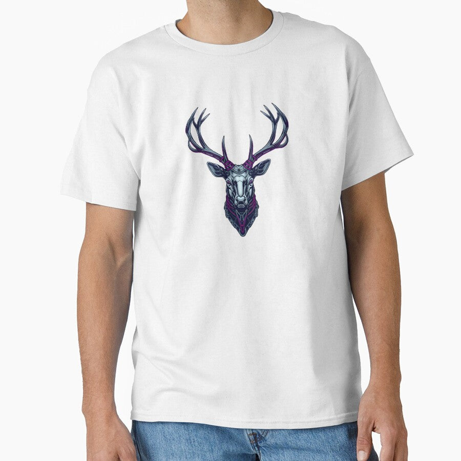 Intricate Cybernetic Stag Head Mechanical Art by 77Clover