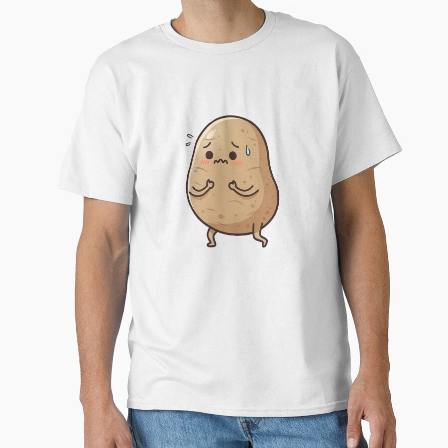 Worried Potato – Funny Anxiety Mascot Art Olive green by Strange Comforts
