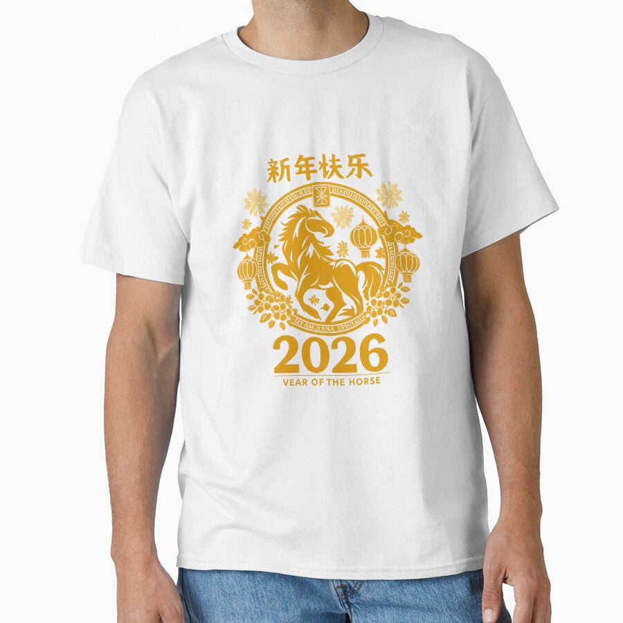 Lunar New Year 2026 – Year of the Horse | Golden Chinese Festival T-Shirt Design by DailyDrivesct