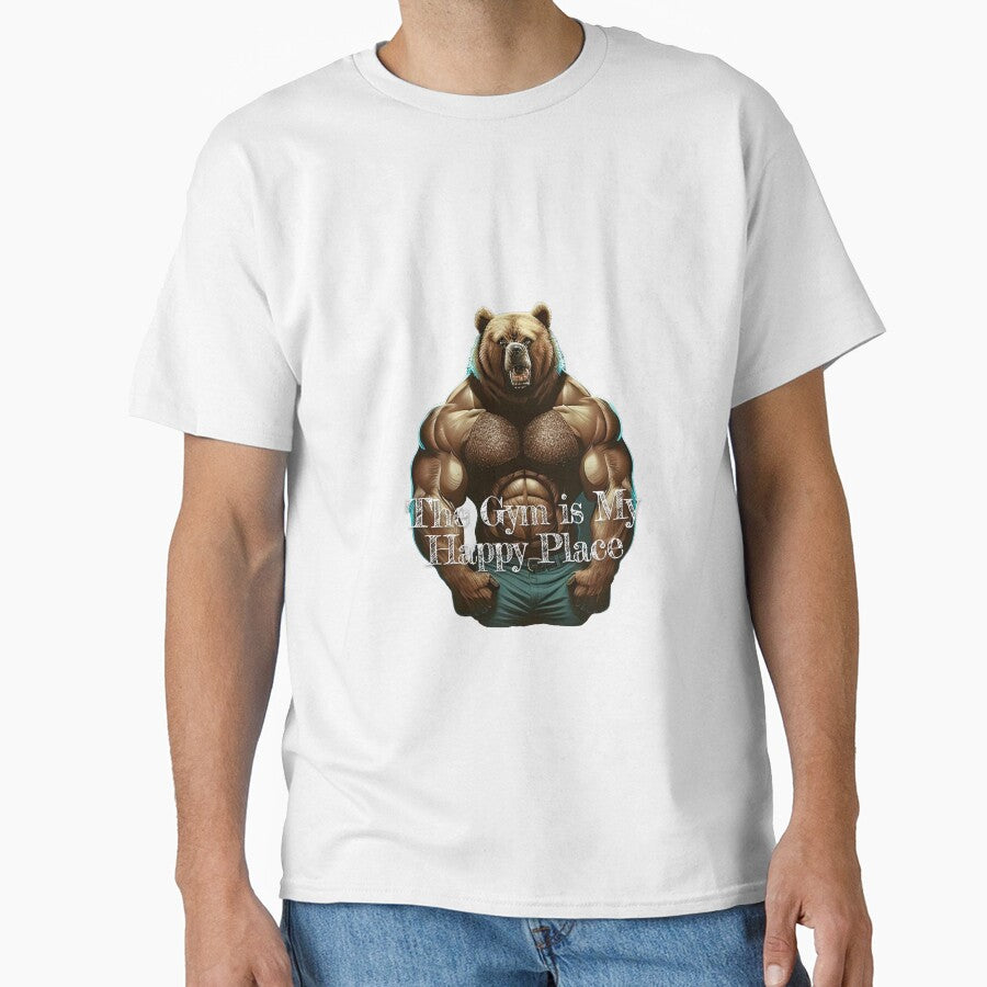The Gym is My Happy PlaceDesignBodybuilding Fitness Gym Workout Exercise Merch Print Design by tengamerx