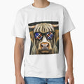 Cute Fluffy Highland Cow Wearing Sunglasses Reflecting Plaid by GregFromThePeg