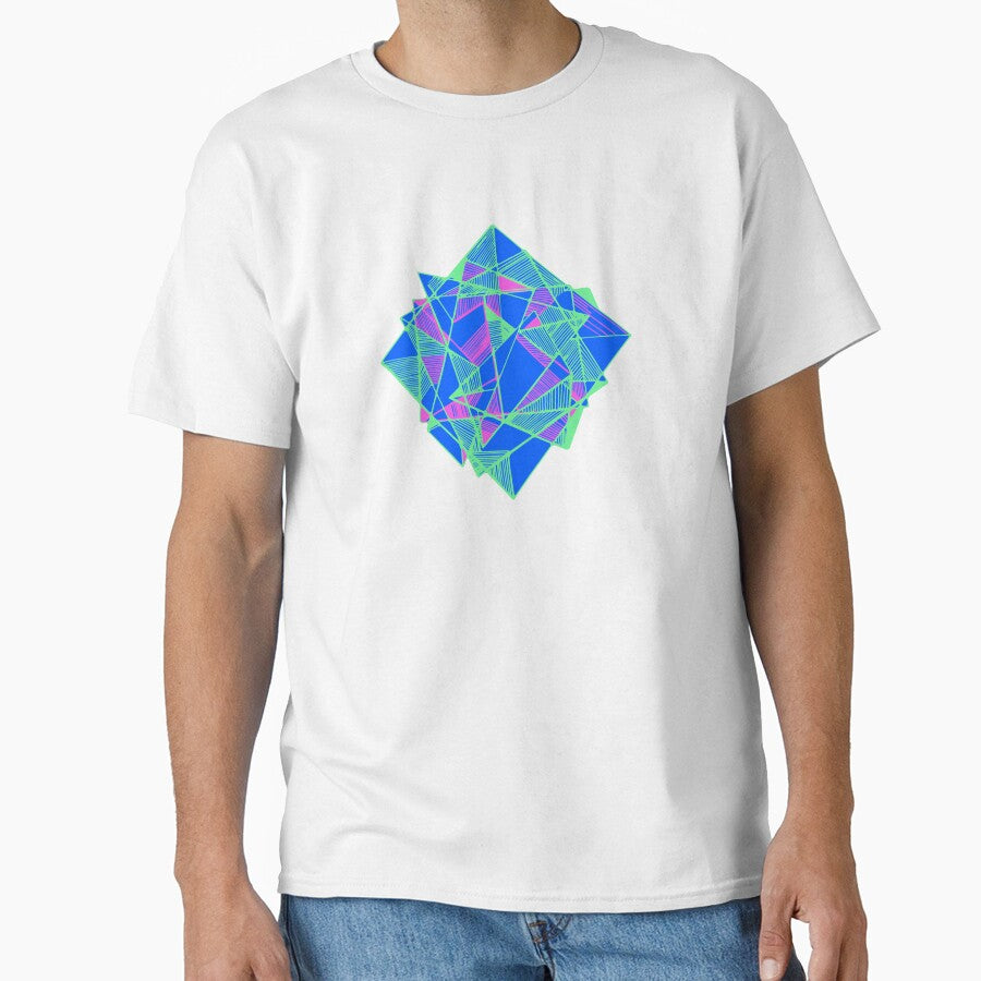 Geometric Art abstract cool triangles blue by Carolina Salazar