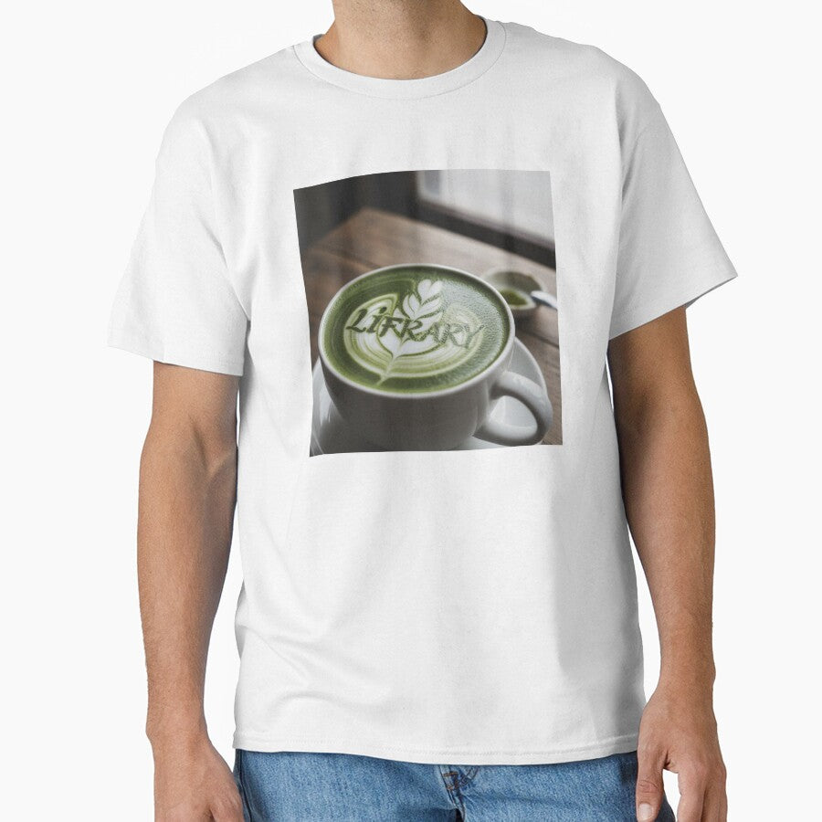 Lifrary Matcha Green Tea Latte Café Aesthetic Typography Design T-Shirt by lifrary365