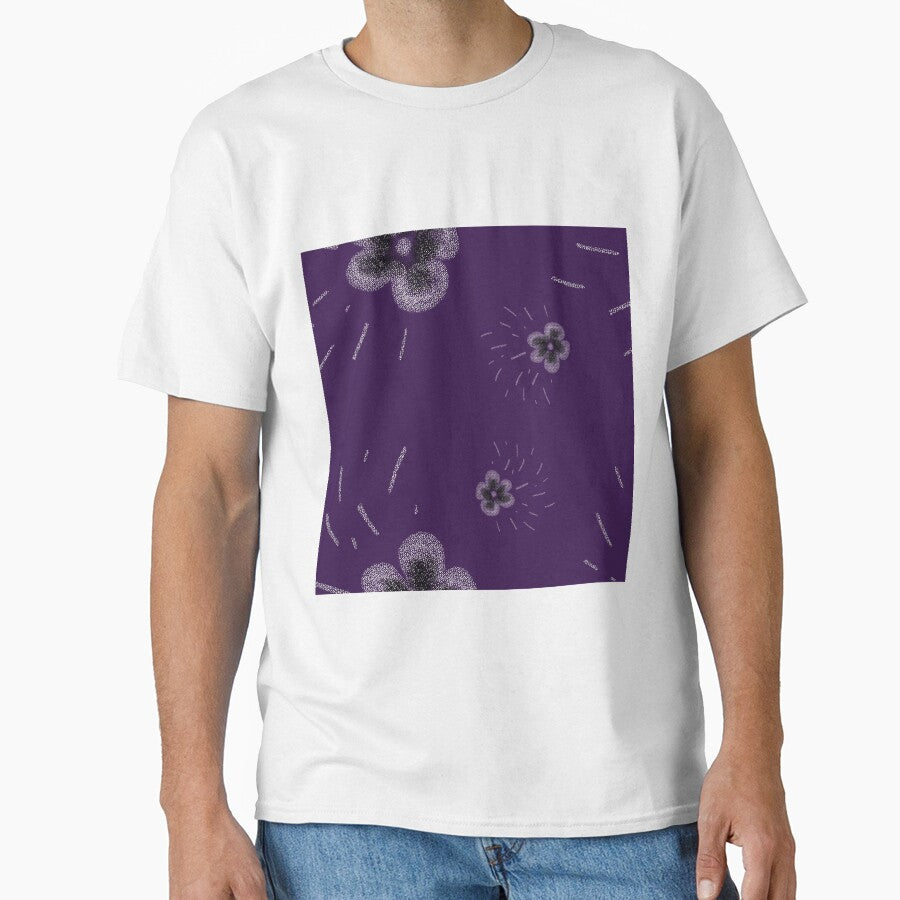 Flower flora stroke simple sketch violet pattern by Yana Mustafina | Boho Soulful Designs