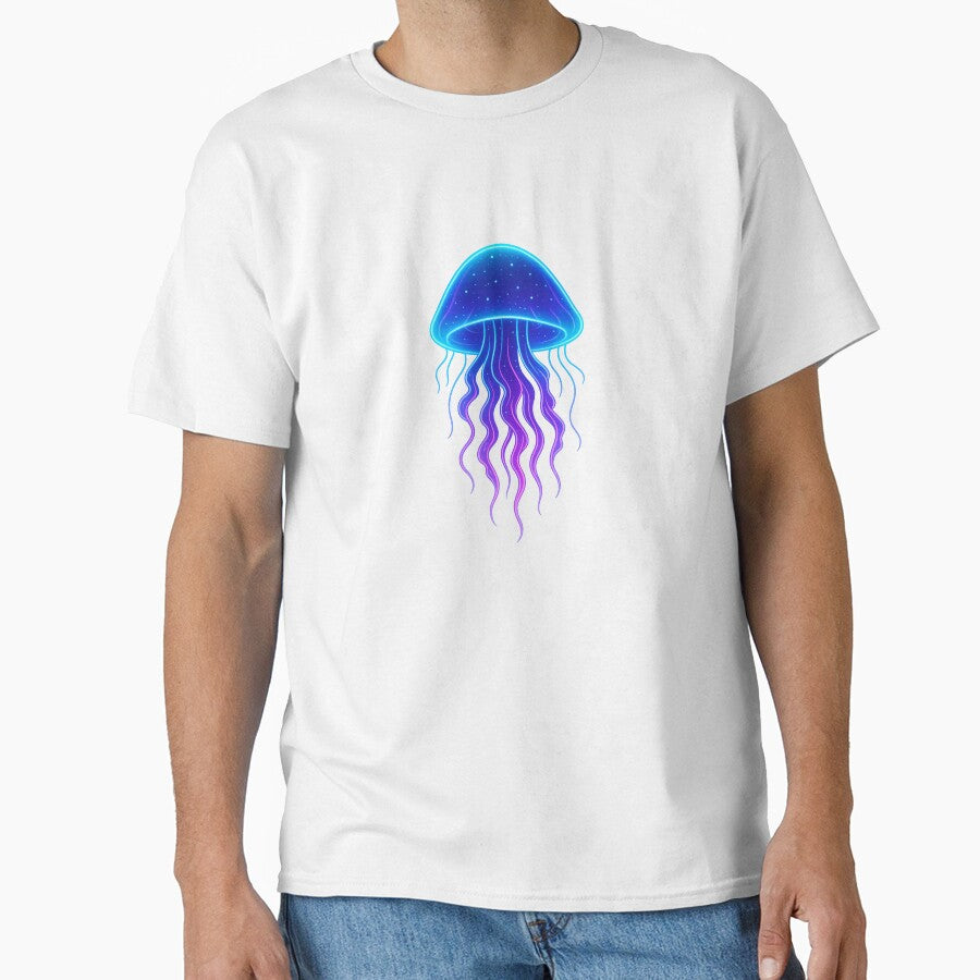 Neon Jellyfish Sticker | Cosmic Glow Sea Creature | Vibrant Blue Purple Medusa Art by GoldenDreamGallery