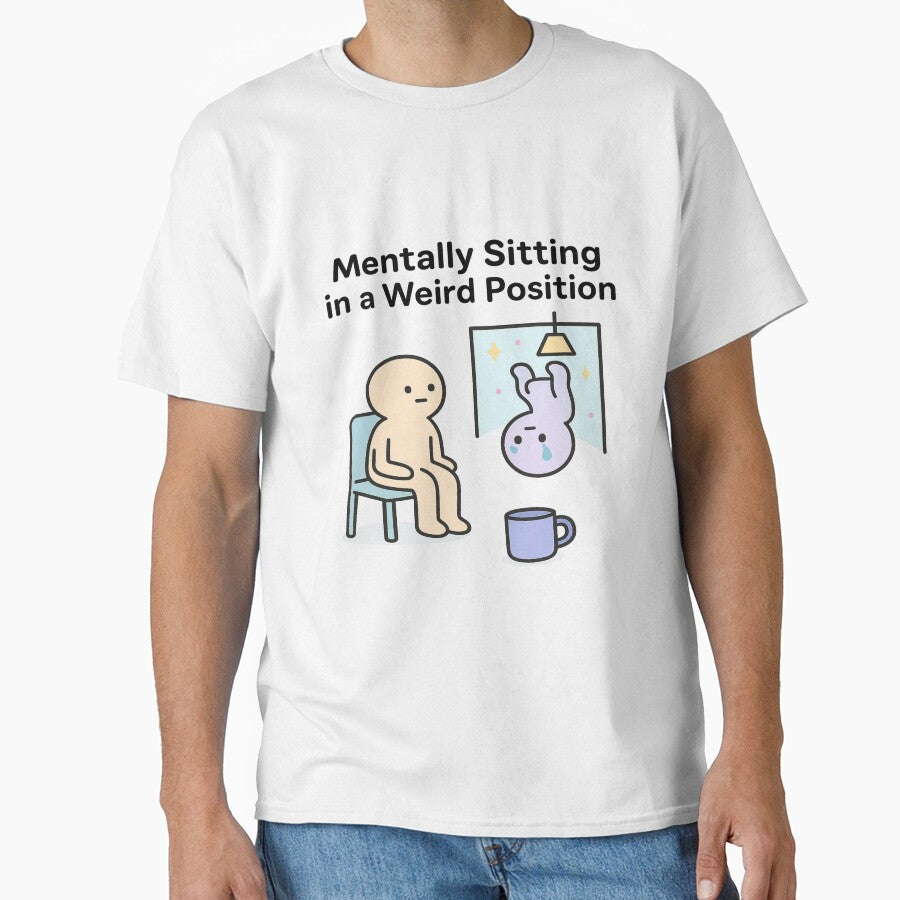 Mentally Sitting in a Weird Position – Surreal Cartoon Brain Moment by Art-Tacos
