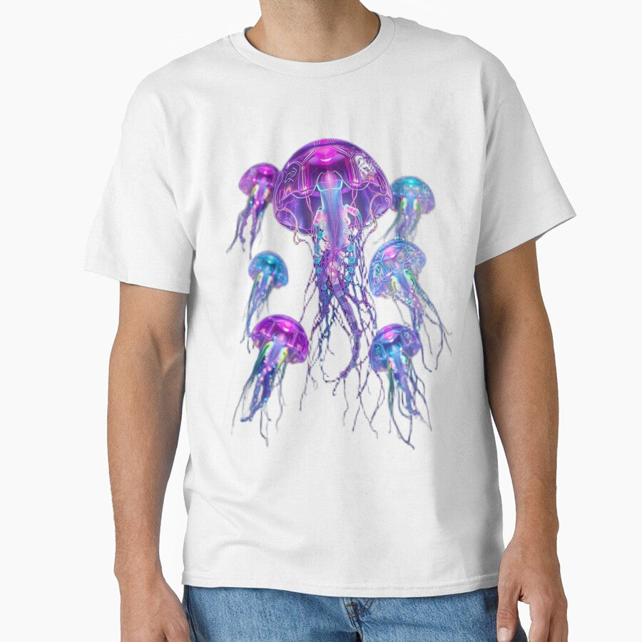 Neon Jellyfish Glow – Psychedelic Deep Sea Art by AstralFiber