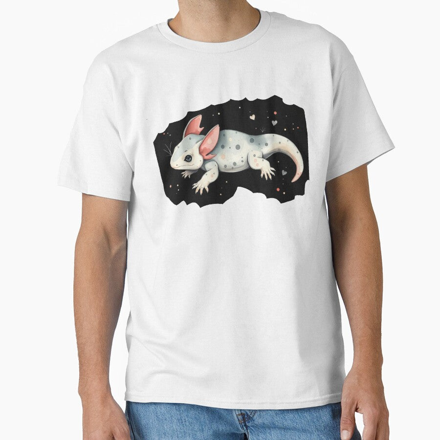 Cute Kawaii Fantasy Axolotl Illustration - Adorable Pastel Amphibian with Hearts & Stars Art Print by EllDAV777