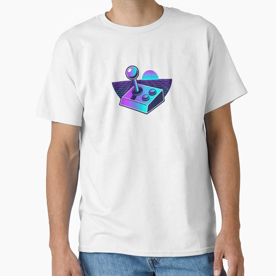 Retro Arcade Joystick Synthwave Grid Illustration by Ninjacatoff