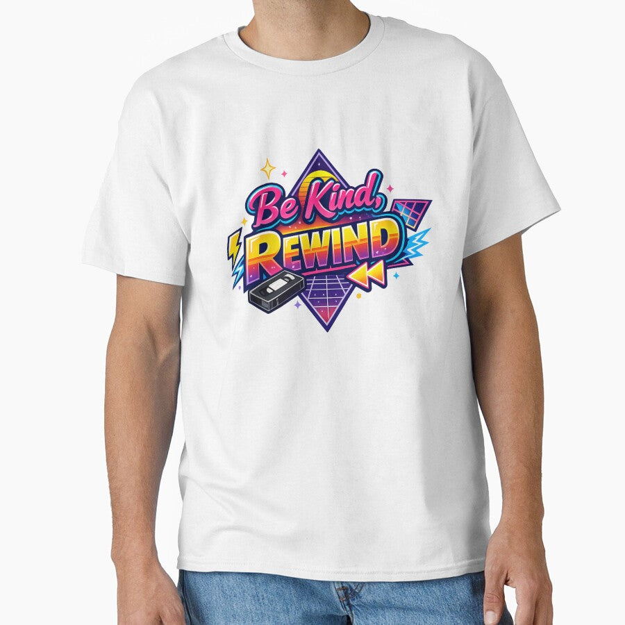 Be Kind Rewind – Retro 80s VHS Nostalgia Typography Vintage Aesthetic Design by GarnerSupplyCo