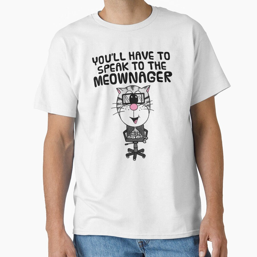 Speak To The Meownager, Cat Office Manager Coworker Funny by doodlerob