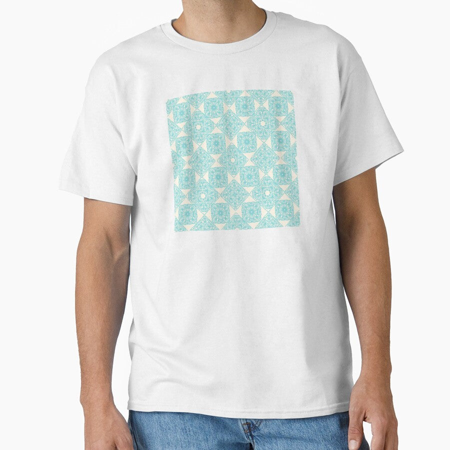 Teal Turquoise granny squares over cream by marufemia