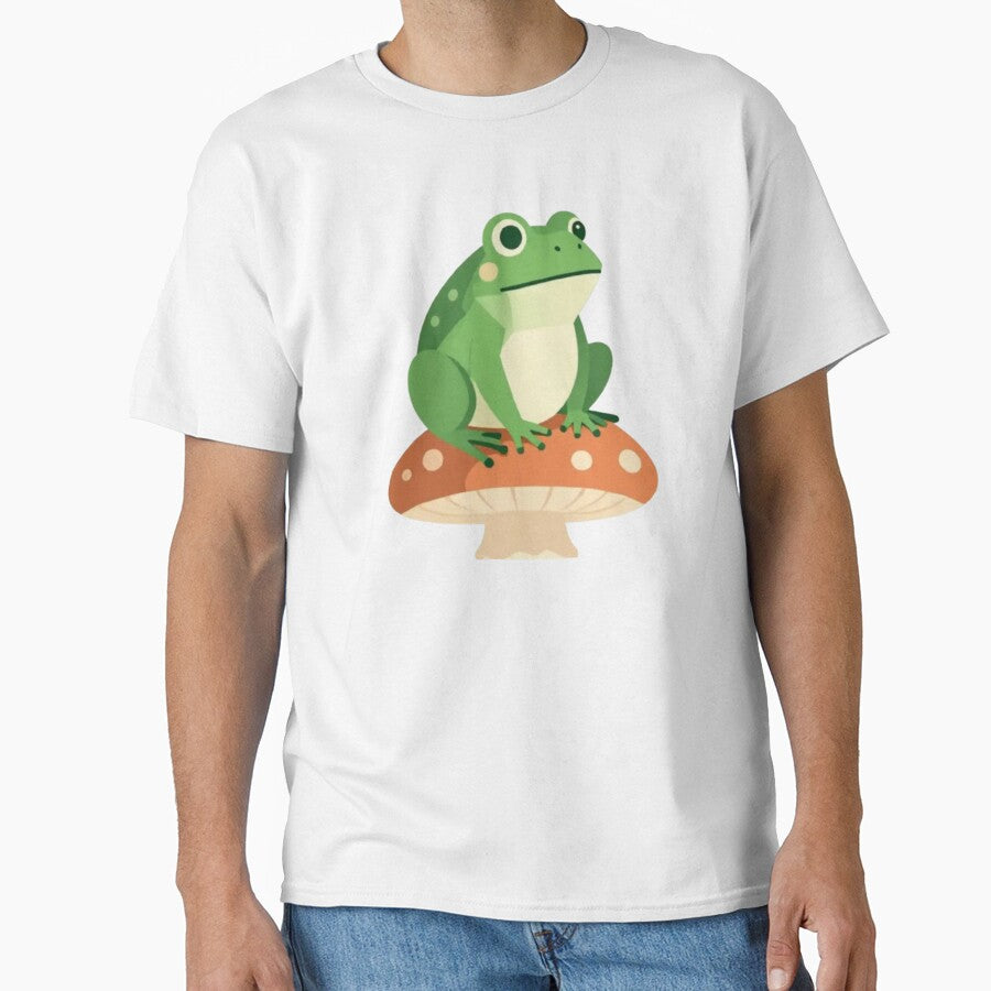 Whimsical Frog on Mushroom – Nature Fantasy Design by Dogandesighn