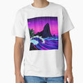 Neon Synthwave Ocean Waves Retro Sunset Vaporwave Art by EllDAV777