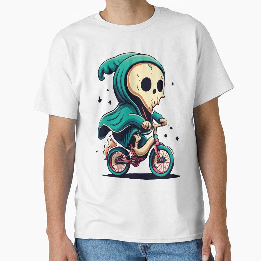 Whimsical Skeleton Bicycle Ride by VividVortexArt