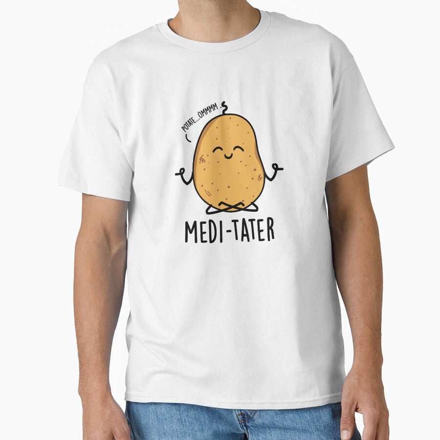 Medi-tater Cute Meditating Potato Pun by punnybone