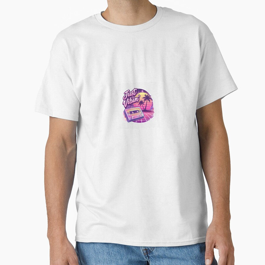 Just Vibin’ Vaporwave Sticker | 80s Retro Synthwave Aesthetic Sunset by SparkVault