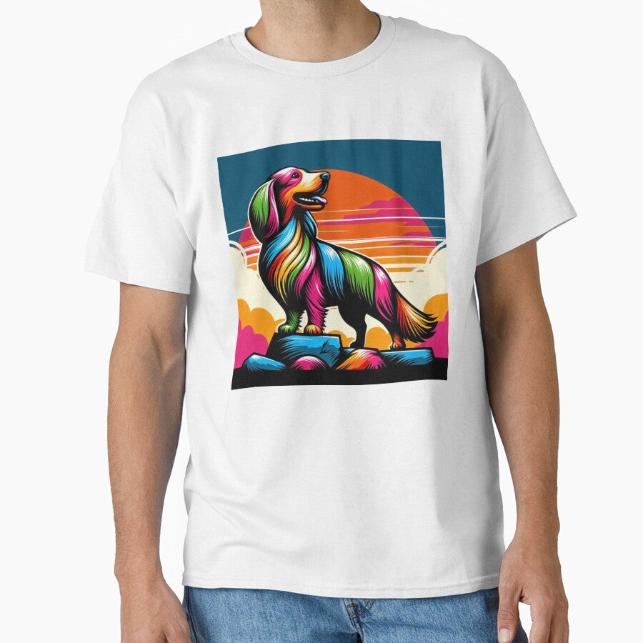 Neon Dachshund – Retro Sunset Design by Dogandesighn