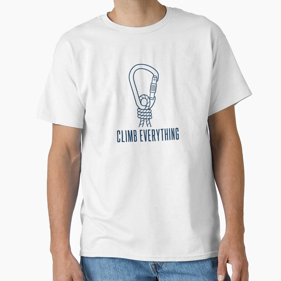 Climb Everything Minimal Carabiner Line Art Climbing Tee Sticker Rock Climber Gift by sharifex
