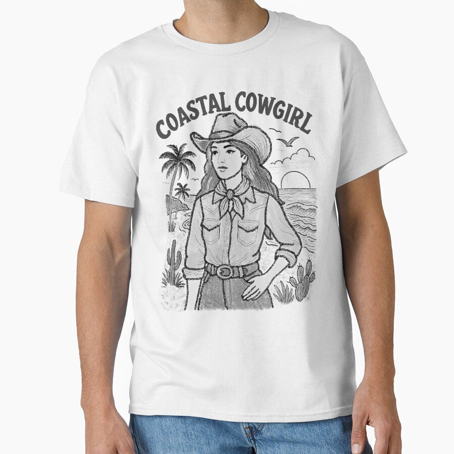 Coastal Cowgirl – Vintage Western Beach Illustration by LaPolilladPapel