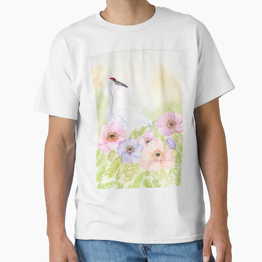 Whooping Crane with Anemones by daphsam