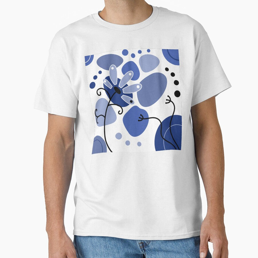 Vibrant Blue Whimsical Boho Flower Design by Sartoris Art