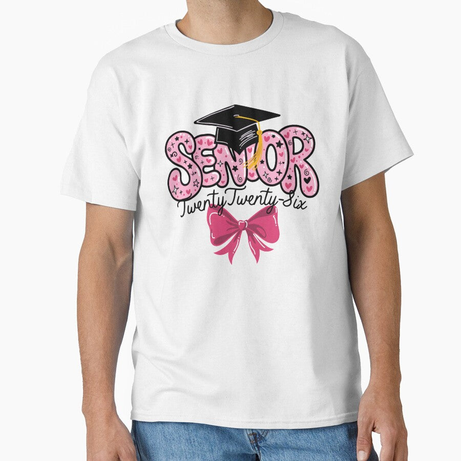 Senior 2026 Graduation | Retro Pink Coquette Bow & Graduation Cap Graphic by pixelspaperslab