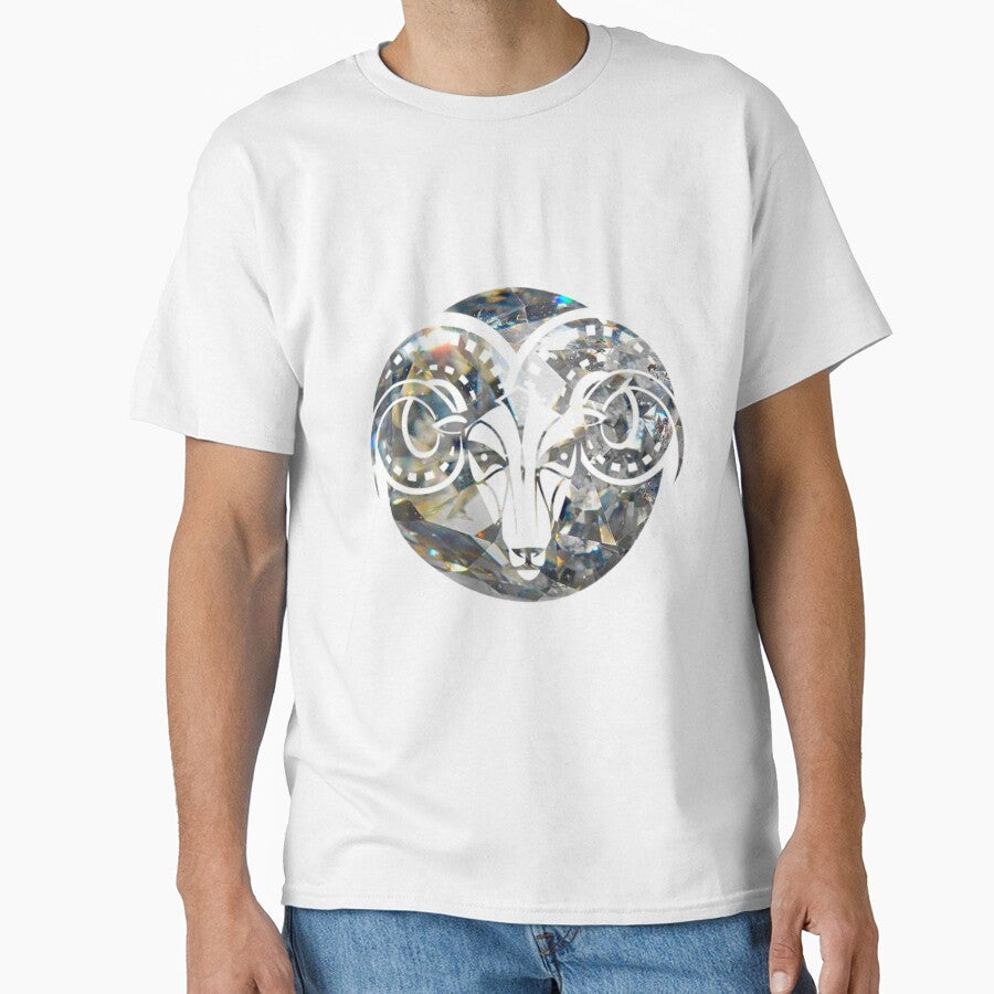 Aries Zodiac Symbol Silhouette Design With April Birthstone Diamond Background by TacoRose