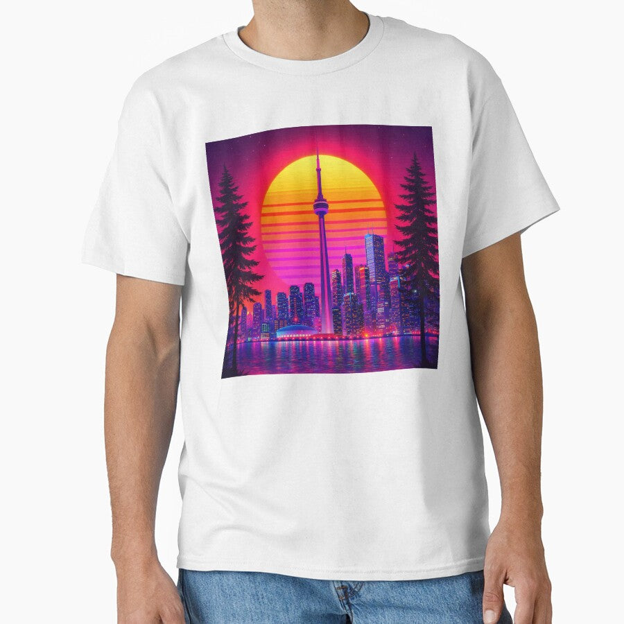 Neon Toronto Skyline Retro Sunset Vaporwave Cityscape by SeriouslyArtistical