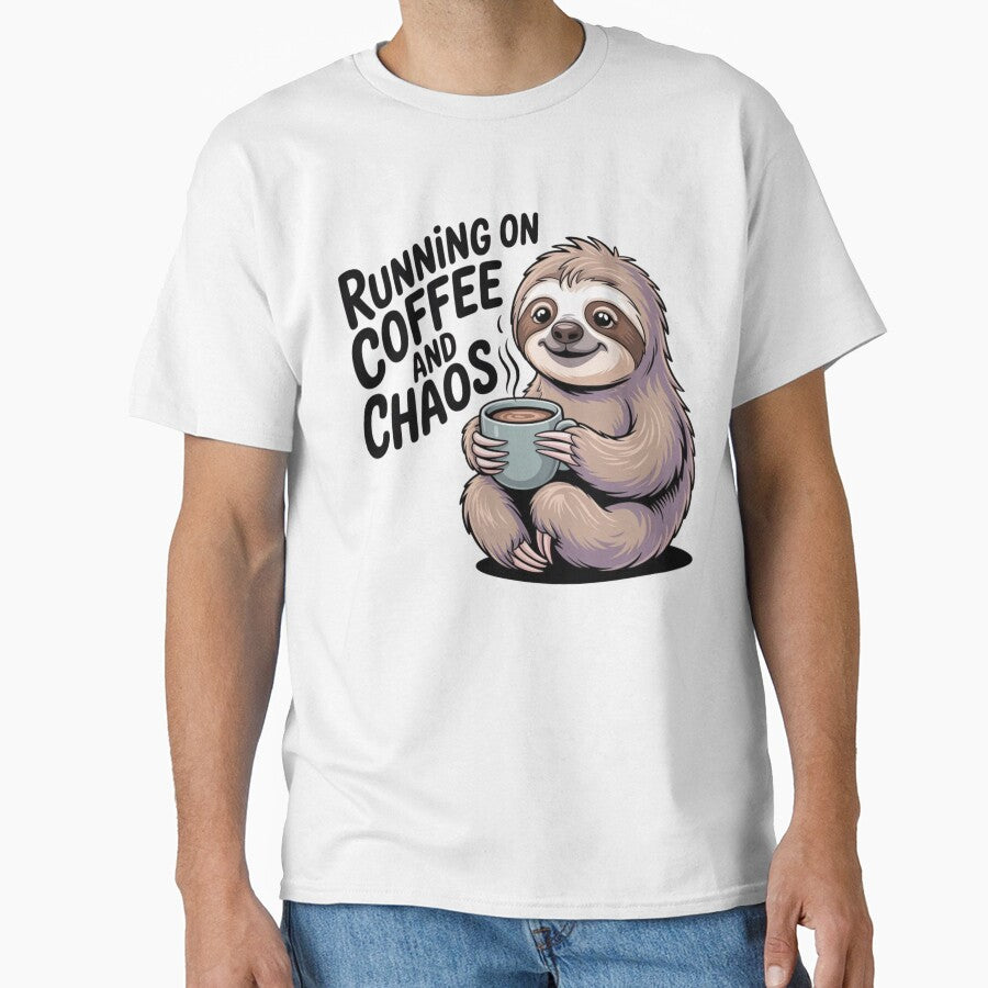 Running on Coffee and Chaos – Cute Sloth Mug Life by Design Delinquent