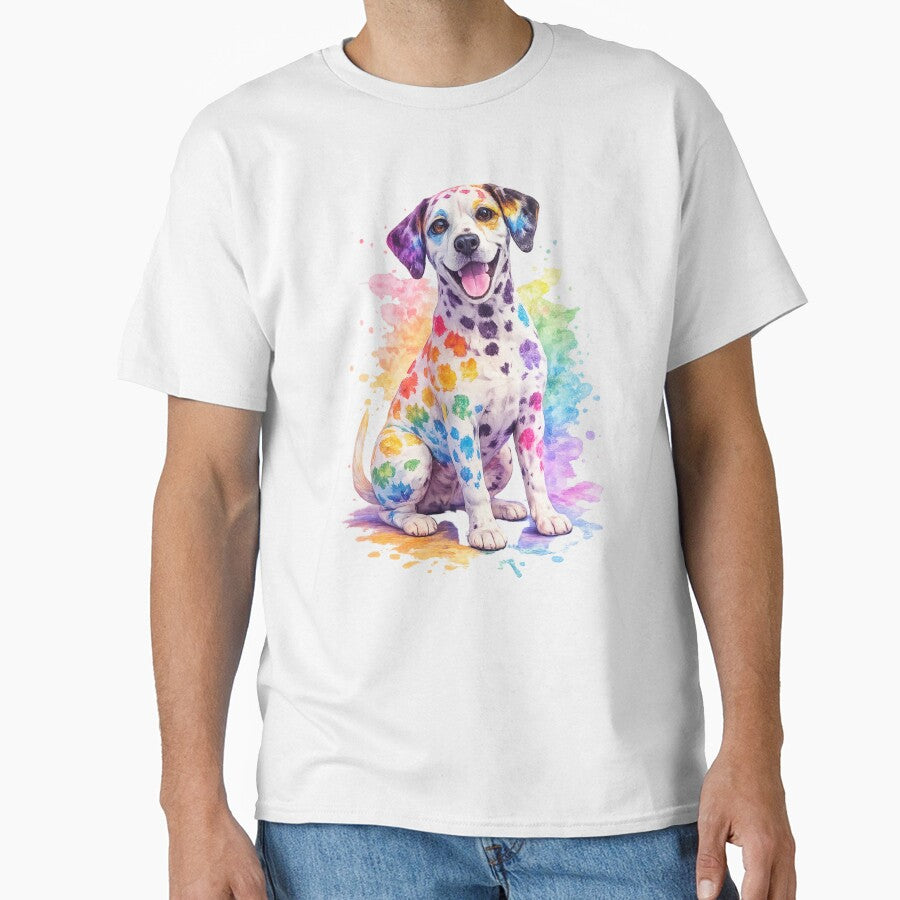 Rainbow Dalmatian Watercolor – Colorful Paint Splatter Dog Art by Silaris Designs