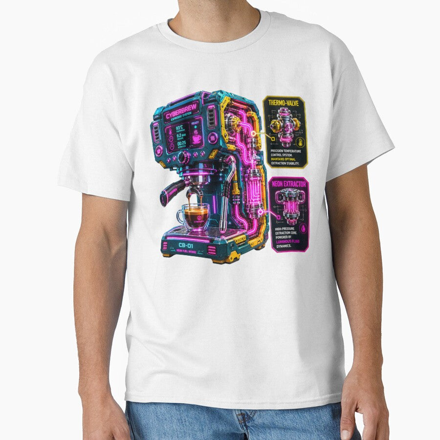 Cyberpunk Neon Industrial Espresso Machine Schematic by MarVan-Prints