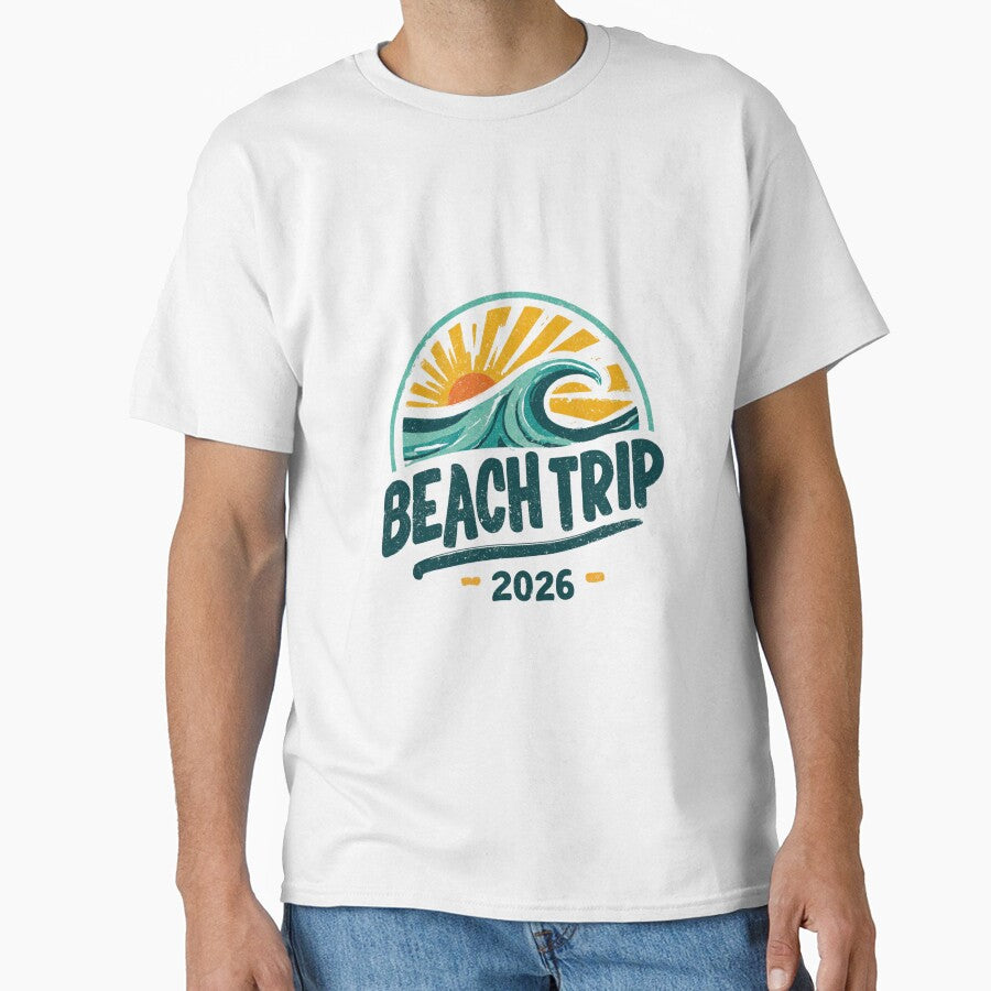Beach Trip 2026 Vintage Wave Distressed Retro Summer Vacation Shirt by StickerHavenn