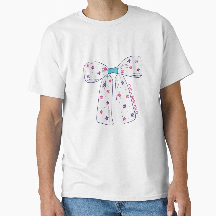 Put a bow on it, floral bow, cute bow with pink flowers, pink aesthetics by BosskaDesign