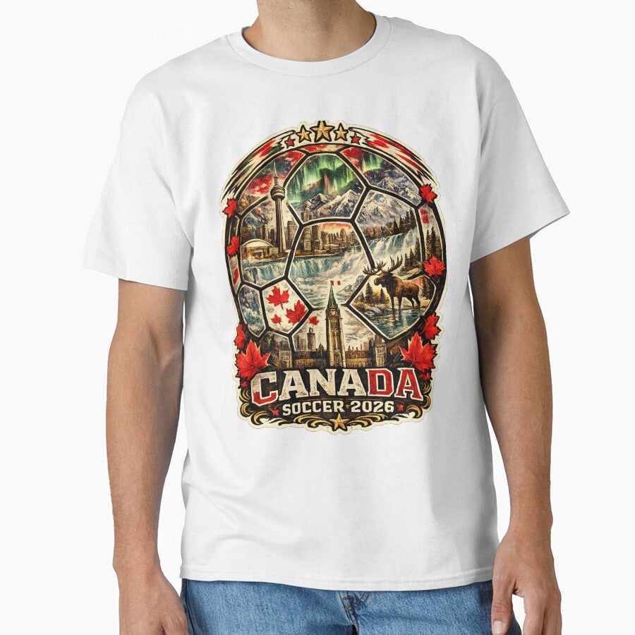 Canada Soccer Shirt - Canadian Landmarks Football Gift for Canada Fans by UrbanPrintVibes