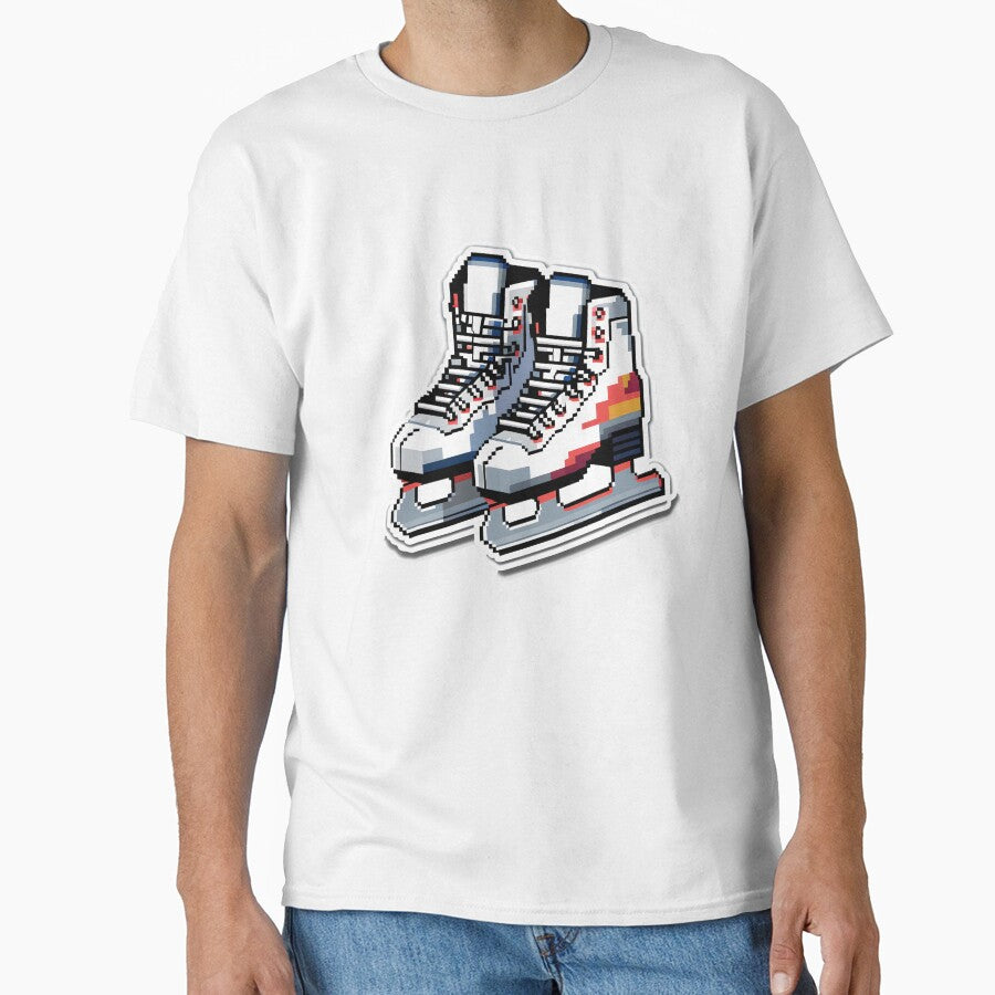 Cute Pixel Winter Ice Skates with Silver Blades by BankMano