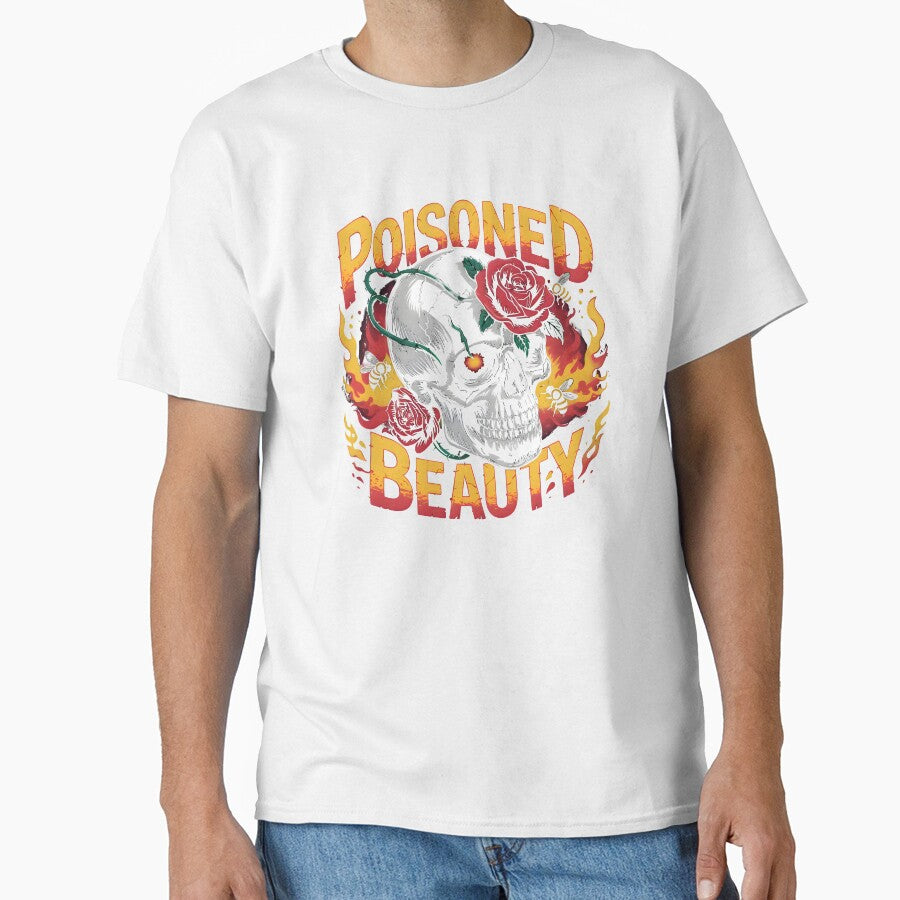 Poisoned Beauty – Dark Aesthetic Floral Skull T-Shirt by T3goods