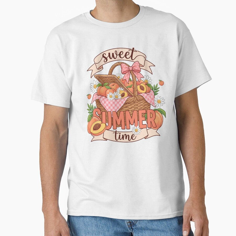 Cute Peach Picnic Basket Summer Time Kids Girls by KroghDs
