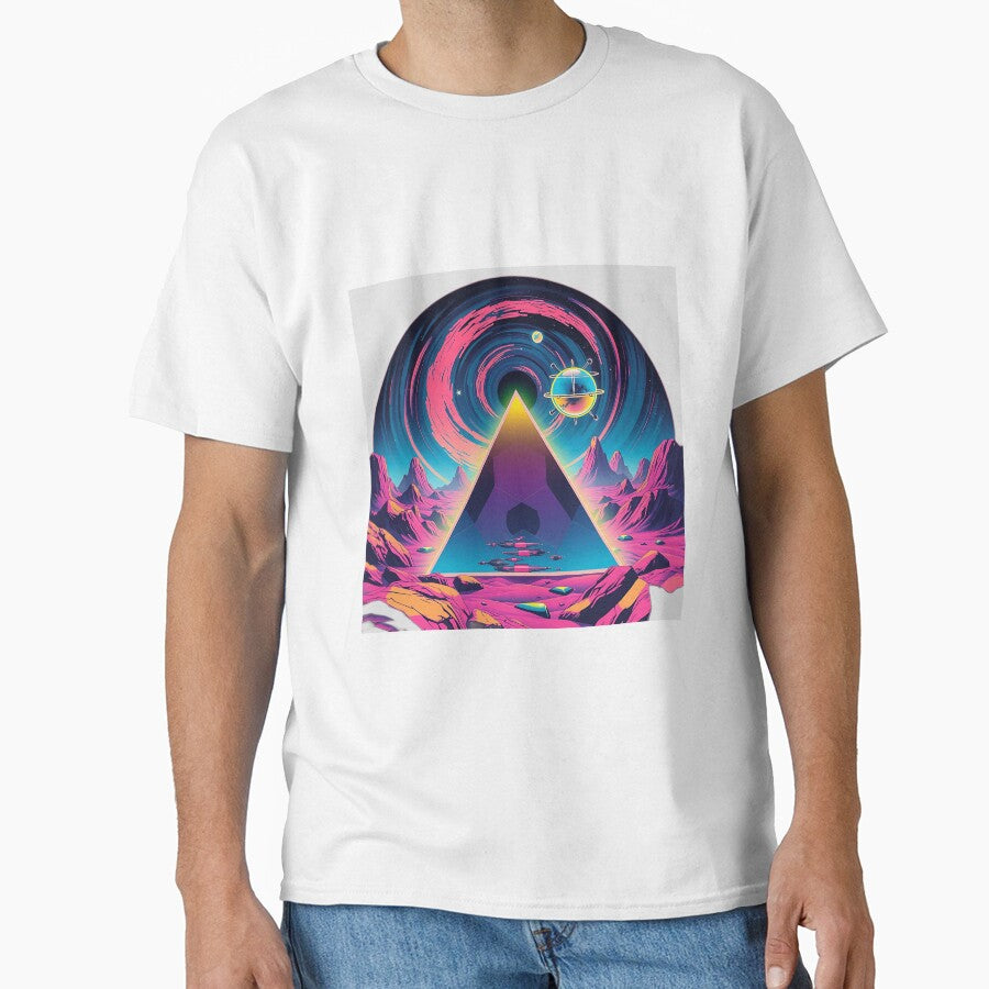 Neon Alien Landscape with Geometric Shapes by sharon1210