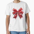 coquette aesthetic red and white satin bow by DuskTillDown