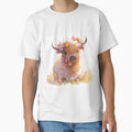 Cute highland cow calf baby in kawaii manga anime flower style by WallyPink