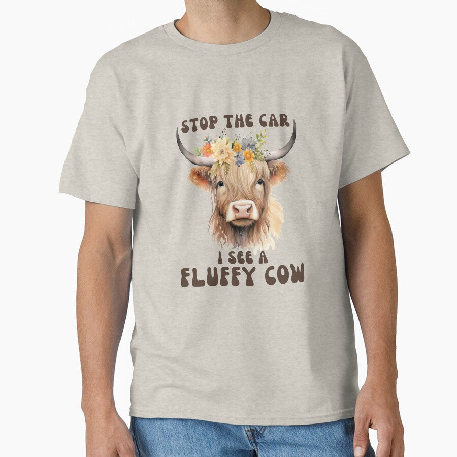 Stop The Car I See Fluffy Cow Funny Highland Cow Lover by TEB3A