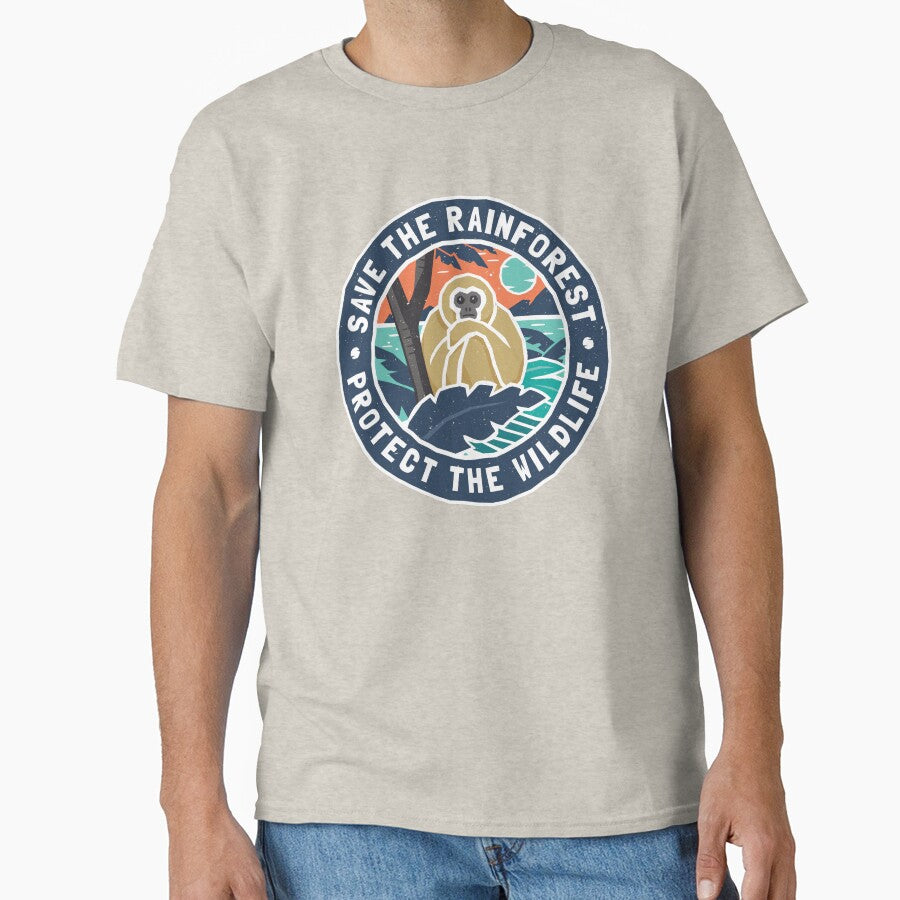 Gibbon Monkey in Wild - Save the Rainforest, Protect the Wildlife by Bangtees