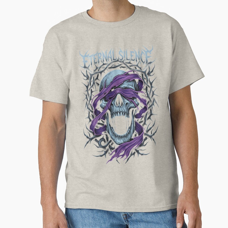 Gothic Screaming Skull Illustration | Heavy Metal Style Oversized T-Shirt by AURE0