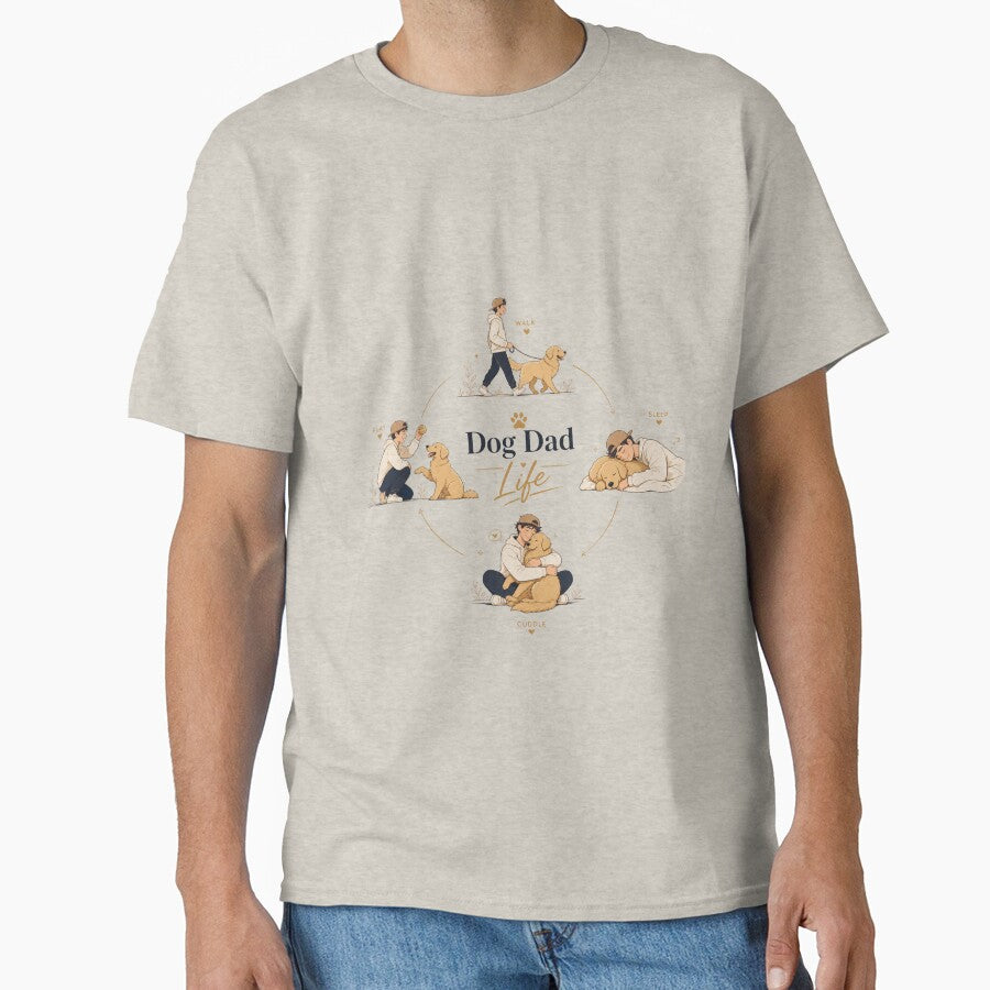 Golden Retriever Dog Dad Life Cycle Kawaii Lifestyle T-Shirt by Ashley critters