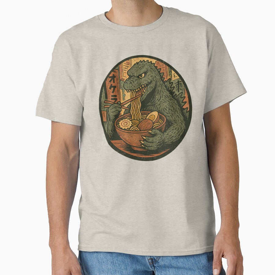 Godzilla Kaiju Slurping Ramen Noodles - Vintage Comic Book Style by Roger-C