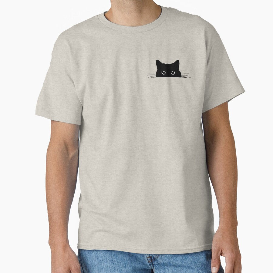 Cute Peeking Black Cat - Minimalist Kawaii Cat by Darkifun
